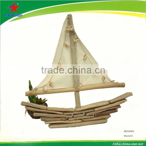 Nautical Decor Mini Wooden Craft Sailing Boat photo-3
