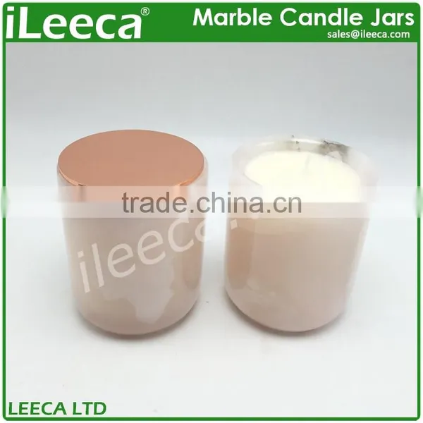 Wholesale Natural Stone Pink Marble Candle Holders photo-3