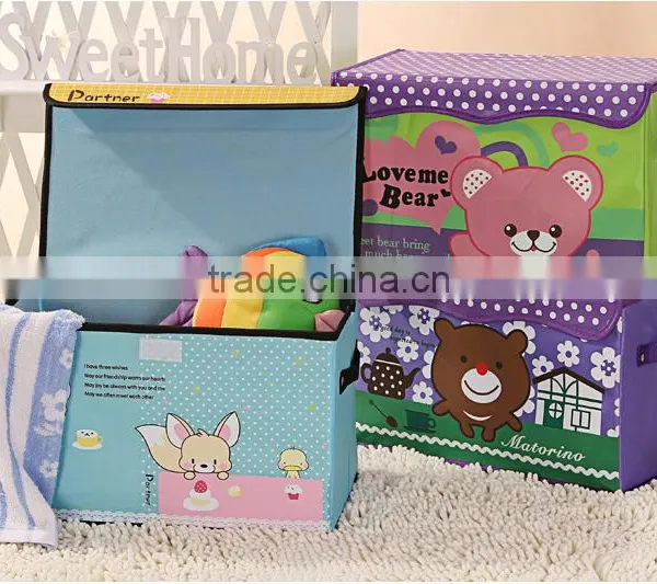 Cartoon Oxford Cloth Storage Boxes,fabric Non Woven Storage Bins,collapsible Foldable Storage Packing Box With Lid and Handle, photo-2