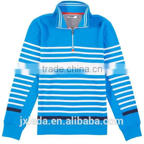 Cheap OEM Service Dry Fit Striped Quarter Zip Pullover Long Sleeve Polo Shirt photo-3