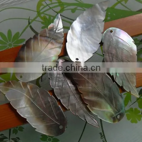 Natural Leaf Shape Black Shell Charms Diy Black Shell Charm Pendant Wholesale Jewelry Accessories photo-2