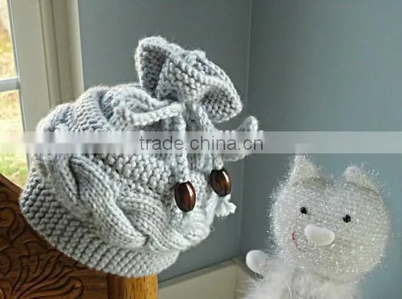 Wholesale Pure Colors Winter Knitting Beanies Baby Kids Bowknot Crochet Hats photo-5