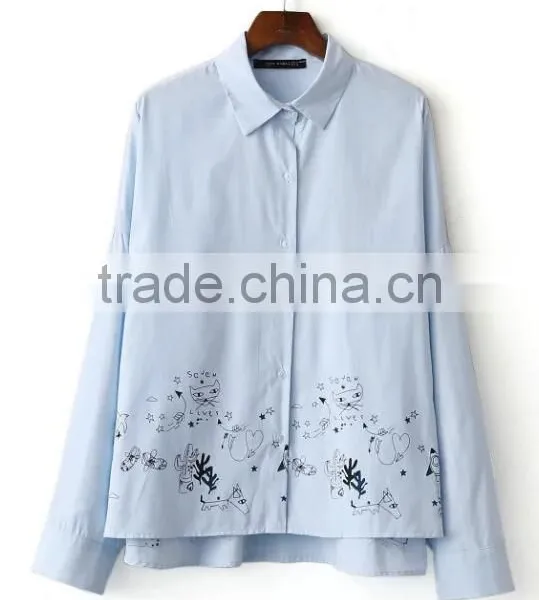 Runwaylover EY2387B Ladies 2017 Long Sleeve Label Printed Blouse photo-3