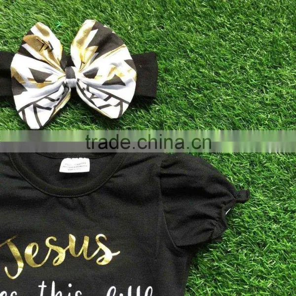 2016 Summer Girls Outfit Baby Girls Clothing Jesus Loves This Little Hot Mess Clothes With Matching Headband photo-4
