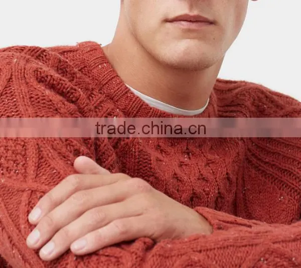 Men's Chunky Cable Knit Pattern Cotton Sweater for Wholesale photo-4