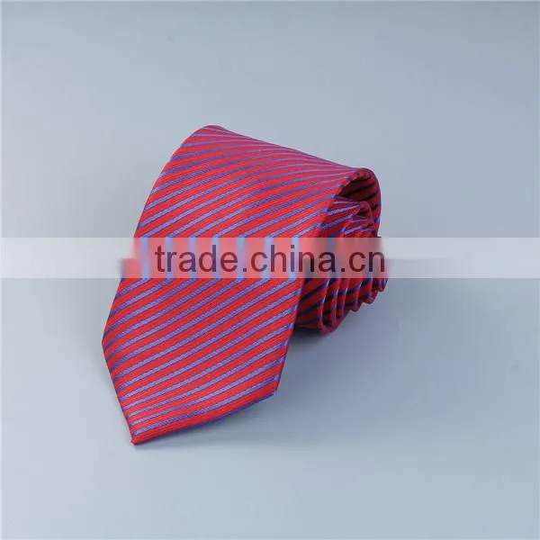 Polyester Necktie Red & Blue Stripe Wedding Tie photo-3