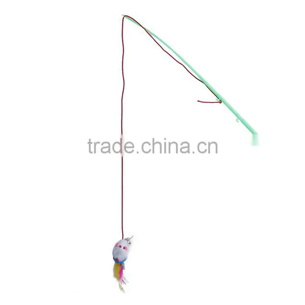 PlasticWand Pet Teaser Mouse Animal Green Bell photo-3