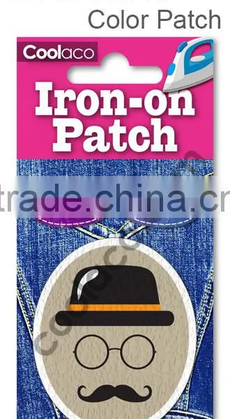 mini color Iron on PU patches Moustache colorful patch printing iron on patch