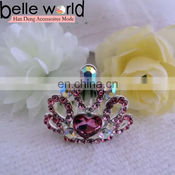 2 Colors Mini Rhinestone Crystal Crown Hair Comb Clip photo-2