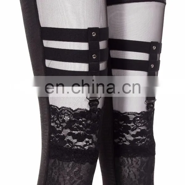 Gothic Snake Skin Imitation Garter Belt Detail Leggings photo-4