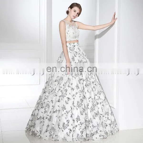 Custom Made Two Piece Prom Dress Floral Prom Dresses LX364 photo-2