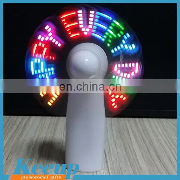 Cheap Promotional Gift Mini Led Flashing Message Fan photo-2