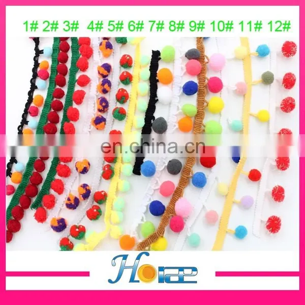 Fashion 2cm Width Colorful Tassel Fringe Pom Pom Trim for Clothing Hea189 photo-6