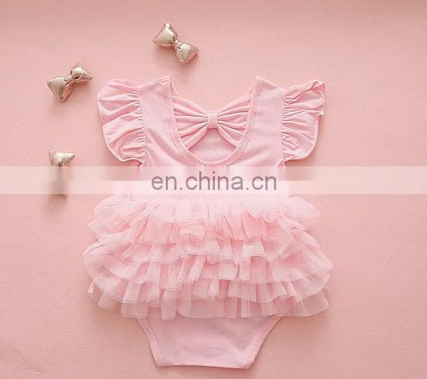 Wholesale Baby Girls Cotton Clothes Princess Ruffle Birthday Baby Girls Party Romper photo-5