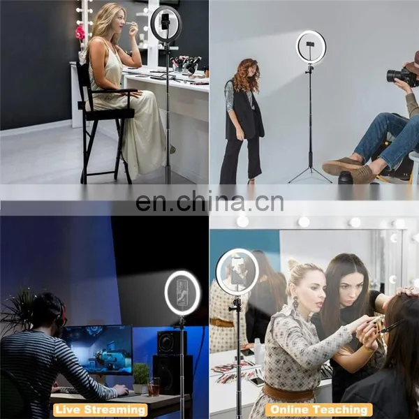 Portable Dimmable Lighting Changeable Beauty Makeup Selfie Video Cell Phone LED 14 Inch Ring Light 2M Tripod Stand photo-5