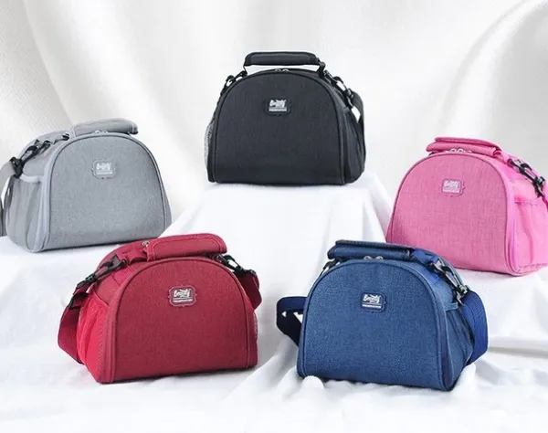 Zipper Lunch Bag With Shoulder Strap Shoulder Insulation Bag Picnic Lunch Case Heat Protecting Bag