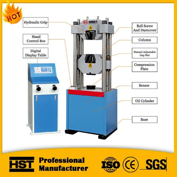 HST 300kN Digital Display Hydraulic Universal Testing Machine 300KN 6 Columns Frame Tensile Space:680mm HST WE-300D 30T photo-3