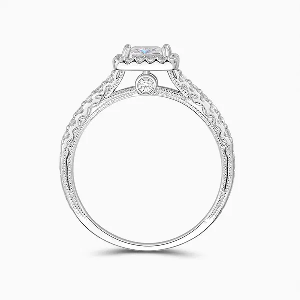 Shining Star Jewelry 1 Carat Princess Cut Moissanite Engagement Halo Ring photo-5