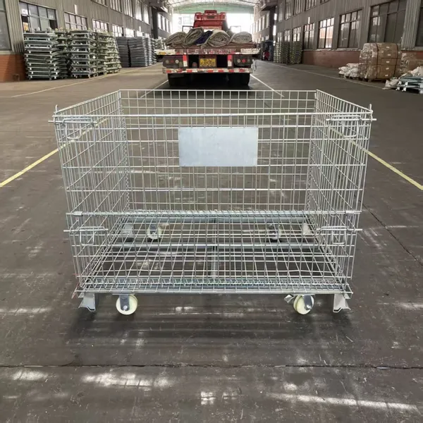 Heavy-Duty Steel Stackable and Foldable Welded Wire Mesh Panel Cages for Warehouses