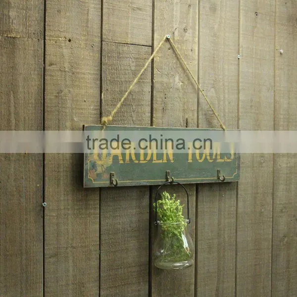 Vintage Handmade Customized Wooden Wall Pallet Sign With Hooks photo-4