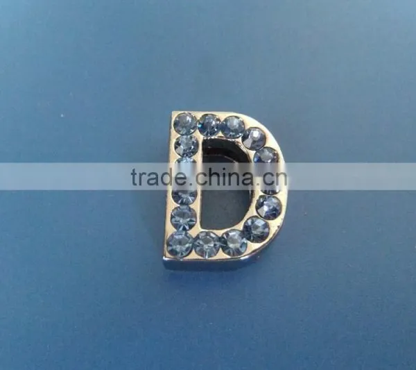 Zinc Alloy 18mm Slide Letters With Light Blue Rhinestones photo-5