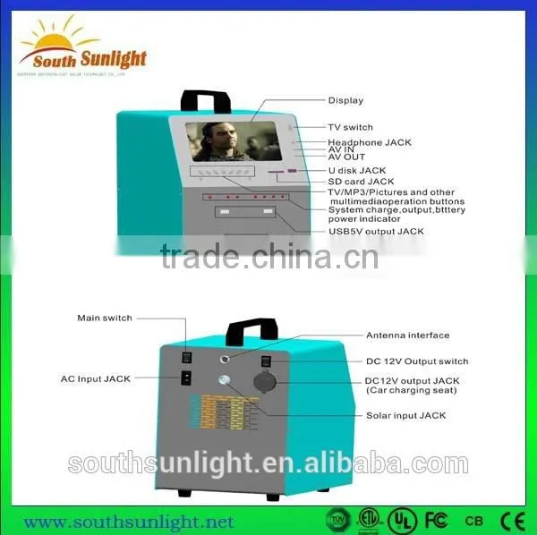 2015 Factory 50W Portable Solar TV With Vedio and Radio, Solar Home Power System for Small Homes, Home Solar Lighting System photo-2