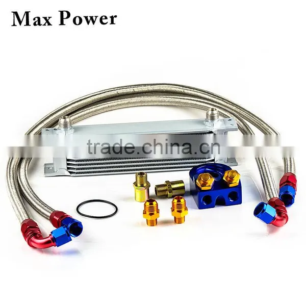 Universal MOCAL 9 Row Oil Cooler With Oil Sandwich Angle AN10 Hose Fitting Cooler Kits