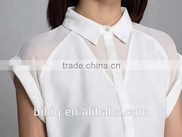 2015 Fashion Design White Loose Cardigan Women Chiffon Shirt photo-6