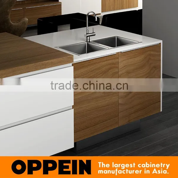 New Design Modern White and Wood Grain All-Island Whole Kitchen Cabinet Set photo-5