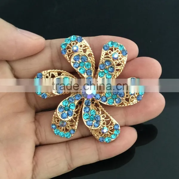 Double Layered AB Rhinestone Flower Brooch Pin For Wedding,Rhinestone Pin Buckle photo-3