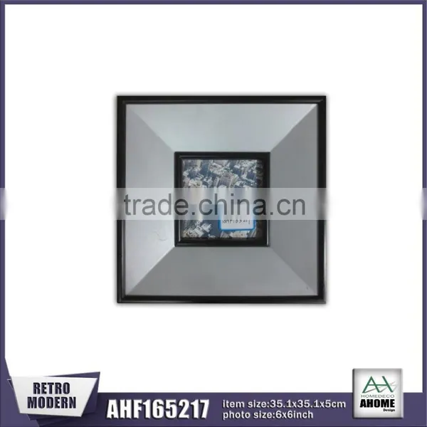Thick Double Black Frame 3D Silver Handmade Wood Picture Photo Frame