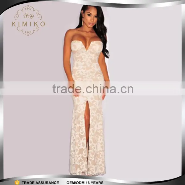 Hot Selling Elegant Split Backless Lace Evening Dress