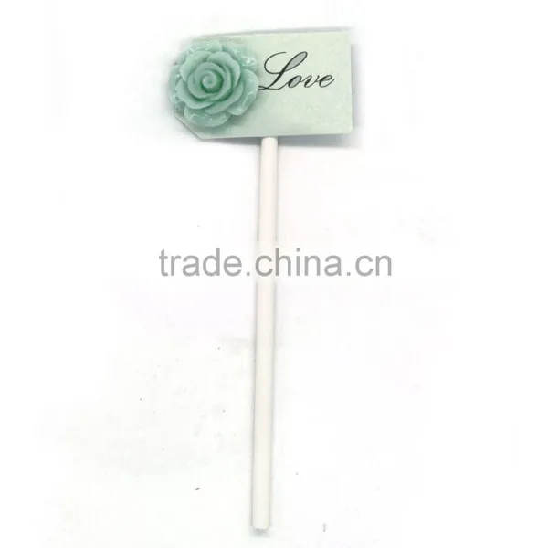 High Quality Green Resin Flower With Paper Card for Wedding Party Cake Toppers photo-2