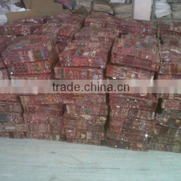 Wholesale Lots of-Vintage Khambadia Handmade Patchwork Textiles~Poufs Ottomans Floor Cushions