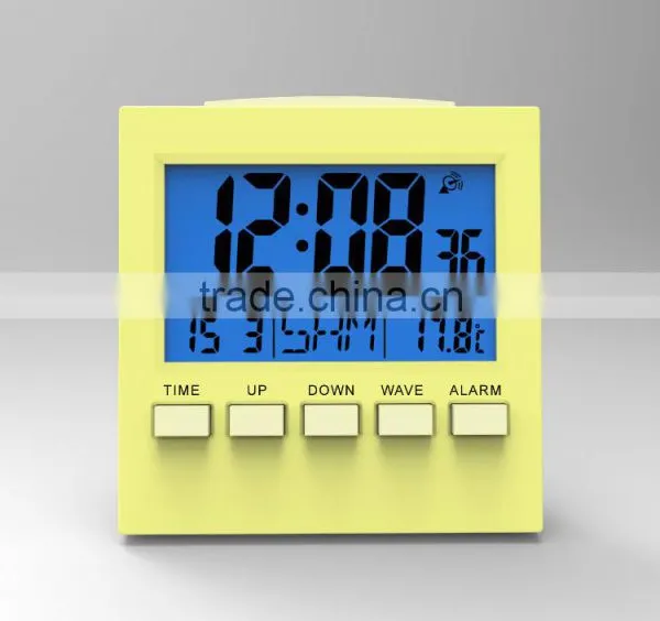 2015 HOT Small Digital Radio Controlled Clock S2159D With Blue Backlight Meet CE and Rohs , Best for GiftS photo-3
