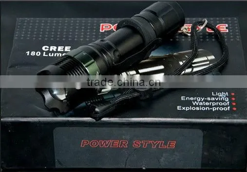 Power Style Cree LED Flashlight Waterproof Torch With Metal Hook LED Professional Lighting photo-2
