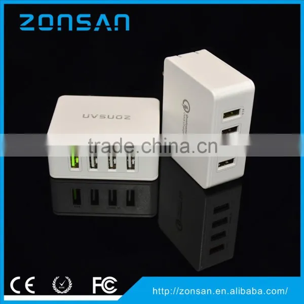 RoHS FCC Qualcomm Approved 4 Port QC3.0 Quick Usb Charger With US Plug,ODM/OEM Quick Deliver Power Sockets Quality Choice photo-6