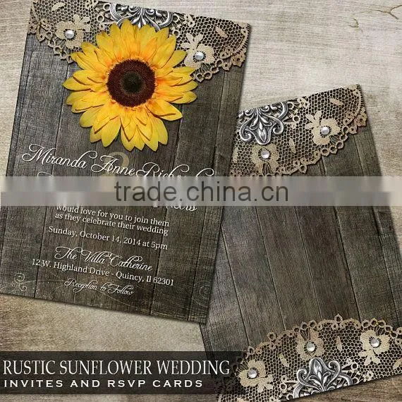 Rustic Sunflower Wedding Invitation and RSVP Reply Card - Printable Invitation... Quality Choice