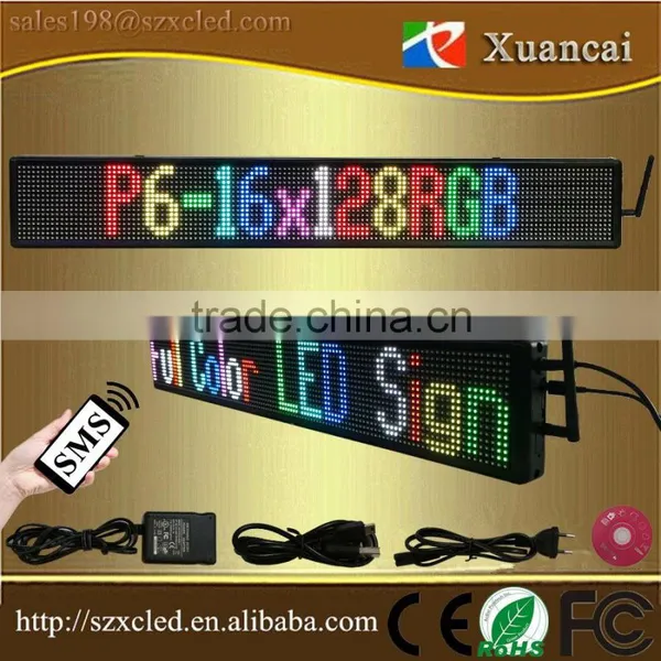 Programmble Moving Led Sign, P6-16x128dot RGB Full Color Two/double Line Led Sign With Wireless SMS and PC USB Control photo-2