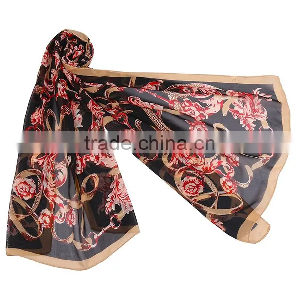 Classic Light Chain Belt Scarf Print Hot Sale Whole Sale Chiffon Scarf In Stock