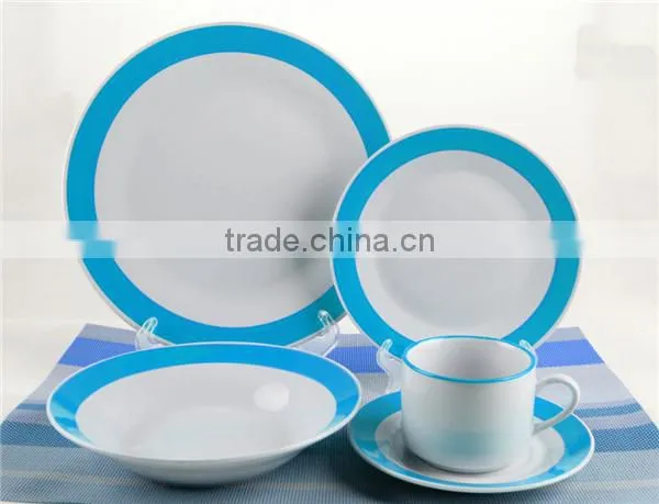 High Grade Dinner Set Porcelain Crockery Items With Color Band photo-2