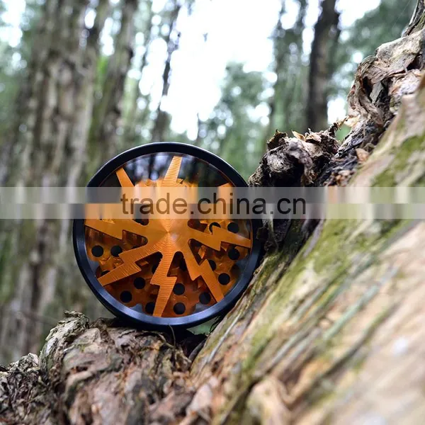 Lightning Aluminum 4-Part Tobacco Spice Tea Herb Grinder (2.5") With Pollen Catcher, Cleaning Brush and Scraper (Orange) photo-3