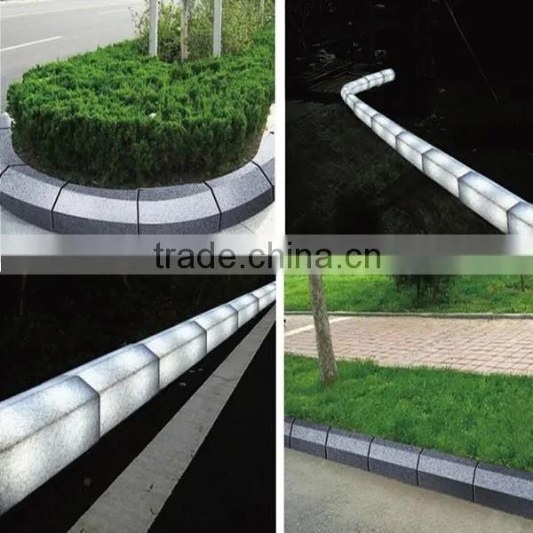 Waterproof Solar Path Led Lighting Curb ,led Light Night Street Curbstone, Colorful Led Curbstone