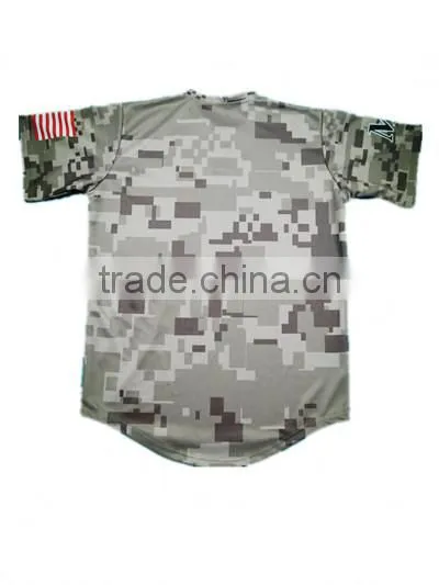 New Design Dry Fit Button Down Baseball Jersey , 100% Polyester Camo Baseball t Shirt photo-2