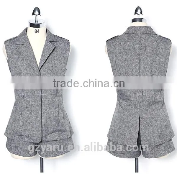 Fashion Lady Formal Suit Twinset Sleeveless Women Blazer photo-6