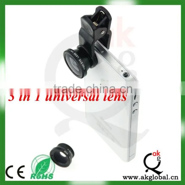 Blue Universal 3 in 1 Fisheye-Lens + Wide Angle + Macro Lens Clip Camera Photo Kit For Smart Phones photo-6