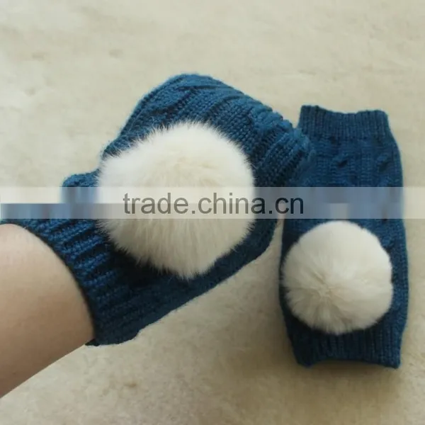 Women Fingerless Comfortable Thick Knit 30%Wool for Fashion Girl Knitted Gloves photo-2