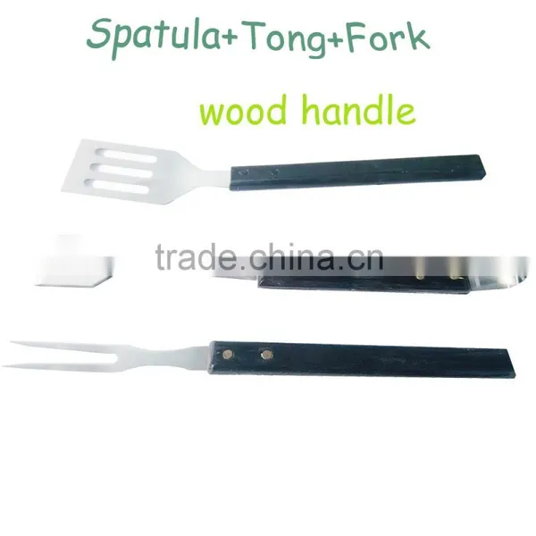 China Factory Cheap Price Set 3 BBQ Spatula /Fork /Tong Tool Set