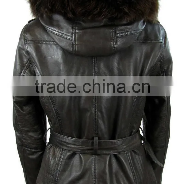 Ladies Genuine Leather Jacket With Fur photo-4