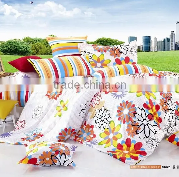 100% Cotton Nice Print 3 or 4pcs Sun Flower Bed Sheets Bedding Set Duvet Cover Set Bedline